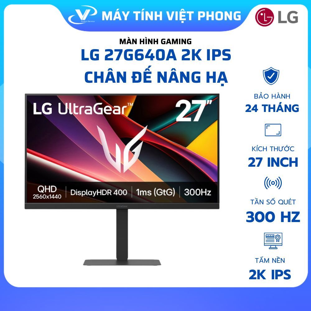 MÀN HÌNH GAMING LG ULTRAGEAR 27G640A-B 27" 2K QHD IPS 300HZ 0.3ms - Chính hãng bảo hành 2 năm