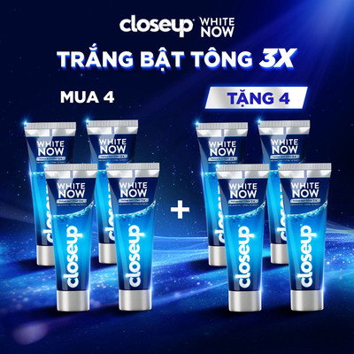 [Mua 4 tặng 4] Bộ 4 Kem Đánh Răng Closeup trắng răng White Now  Trắng Bật Tông 3X TỨC THÌ 100g