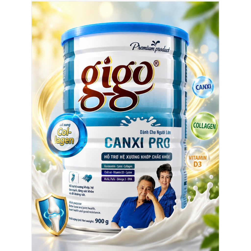 Sữa bột Gigo Hi Canxi 900g bổ sung canxi hàng ngày giúp xương chắc khỏe