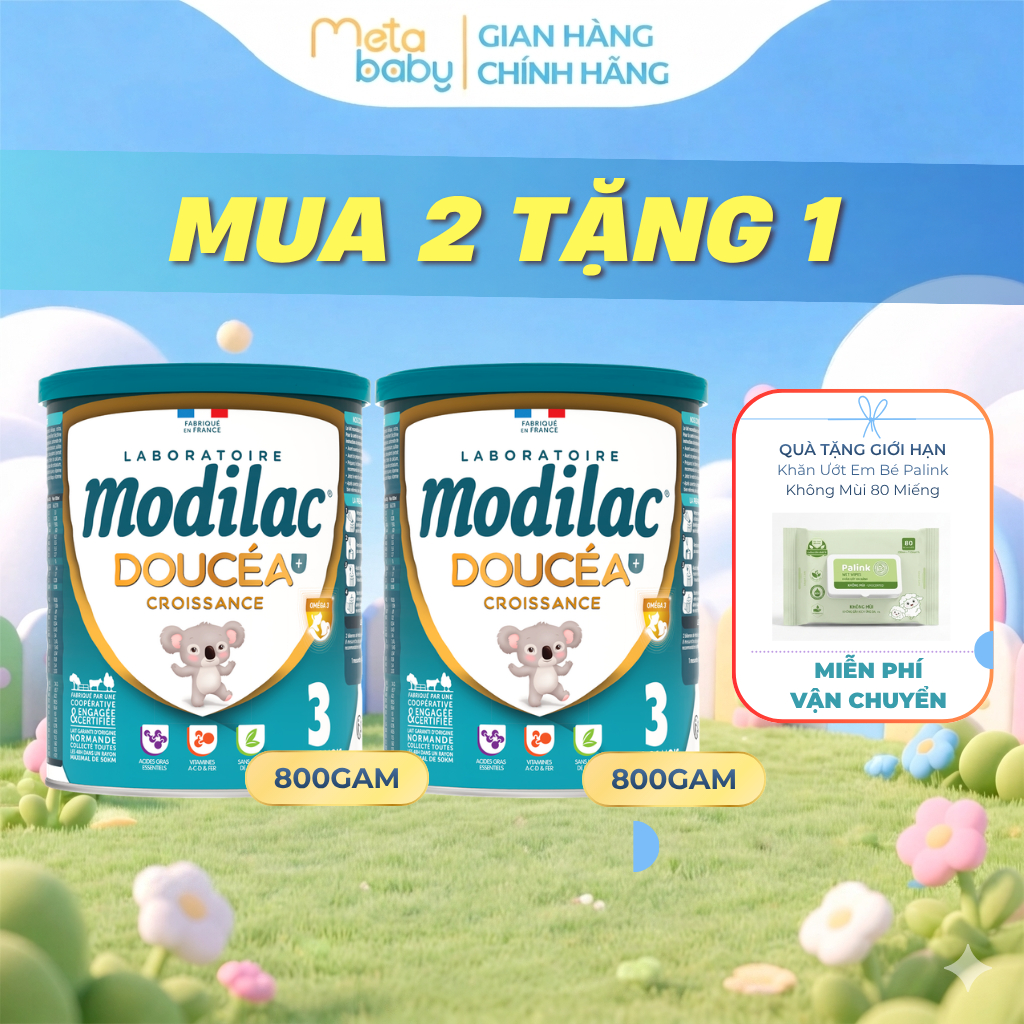 Mua 2 Tặng 1| Sữa bột Modilac Doucea số 3 Nội Địa Pháp (800g) - DATE 11/2026