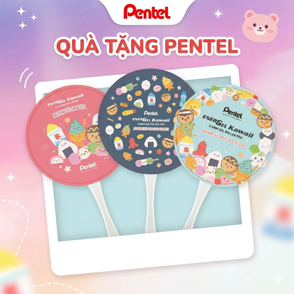 [Quà Tặng Độc Quyền ] Quạt Cầm Tay Pentel Energel Kawaii+