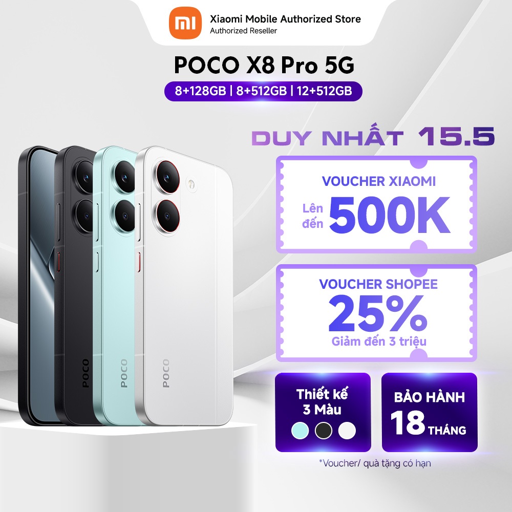 [Livestream] (Pre-Order) Điện thoại POCO X8 Pro 5G (8+256GB| 8+512GB| 12+512GB) | Màn 6.59" 1,5K | D8500U