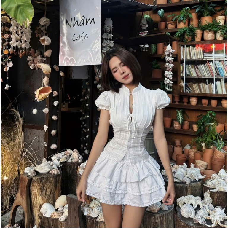 Áo Kiểu Nữ Dáng Croptop Chi Tiết Cổ Tàu Tay Bồng Cột Dây Nơ, Áo Kiểu Nữ Siêu Hot Hit Phù Hợp Đi Chơi Đi Du Lịch - KA832 | BigBuy360 - bigbuy360.vn