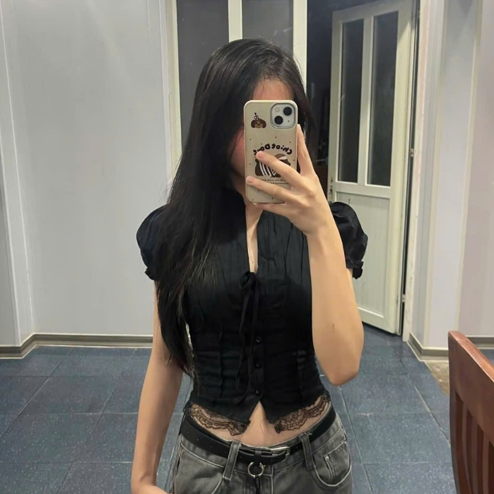Áo Kiểu Nữ Dáng Croptop Chi Tiết Cổ Tàu Tay Bồng Cột Dây Nơ, Áo Kiểu Nữ Siêu Hot Hit Phù Hợp Đi Chơi Đi Du Lịch - KA832 | BigBuy360 - bigbuy360.vn
