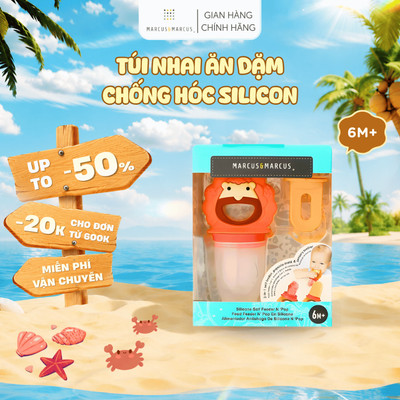 Túi Nhai Ăn Dặm Chống Hóc Silicon Kèm Gặm Nướu Và Nắp Làm Kem Cho Bé Marcus & Marcus, Từ 6 Tháng - Marcus