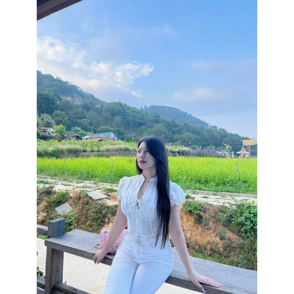 Áo Kiểu Nữ Dáng Croptop Chi Tiết Cổ Tàu Tay Bồng Cột Dây Nơ, Áo Kiểu Nữ Siêu Hot Hit Phù Hợp Đi Chơi Đi Du Lịch - KA832 | BigBuy360 - bigbuy360.vn