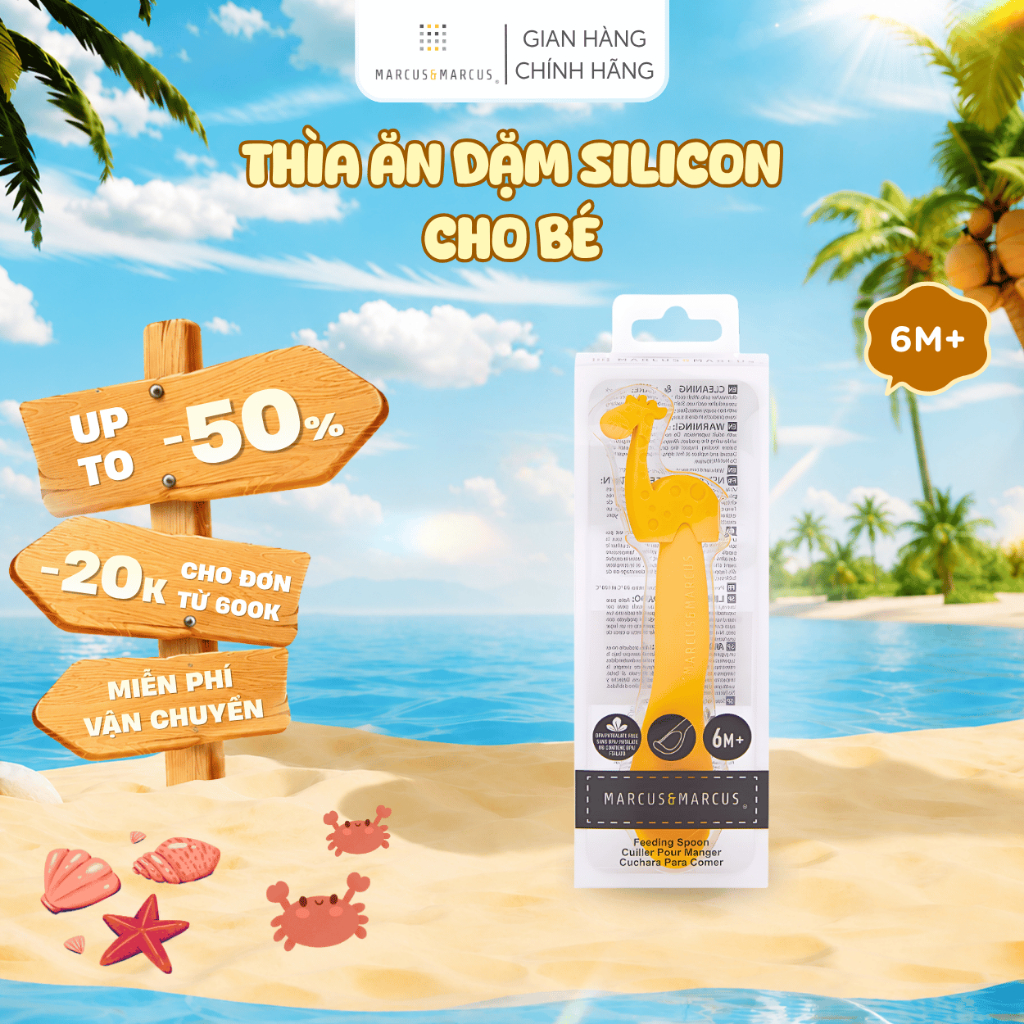 Thìa Ăn Dặm Silicon Cho Bé Marcus & Marcus, Từ 6 Tháng - Lola
