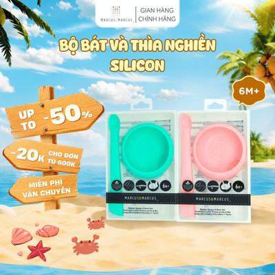 Bộ Bát Và Thìa Nghiền Thức Ăn Silicon Marcus & Marcus Cho Bé Từ 6 Tháng