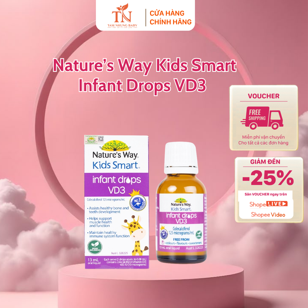 Nature’s Way Kids Smart Infant Drops VD3 – D3 Hướng Dương Organic cho bé yêu