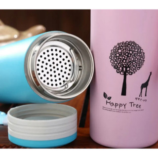 Combo 2 bình nước inox 360ml  HAPPY TIME có dây xách