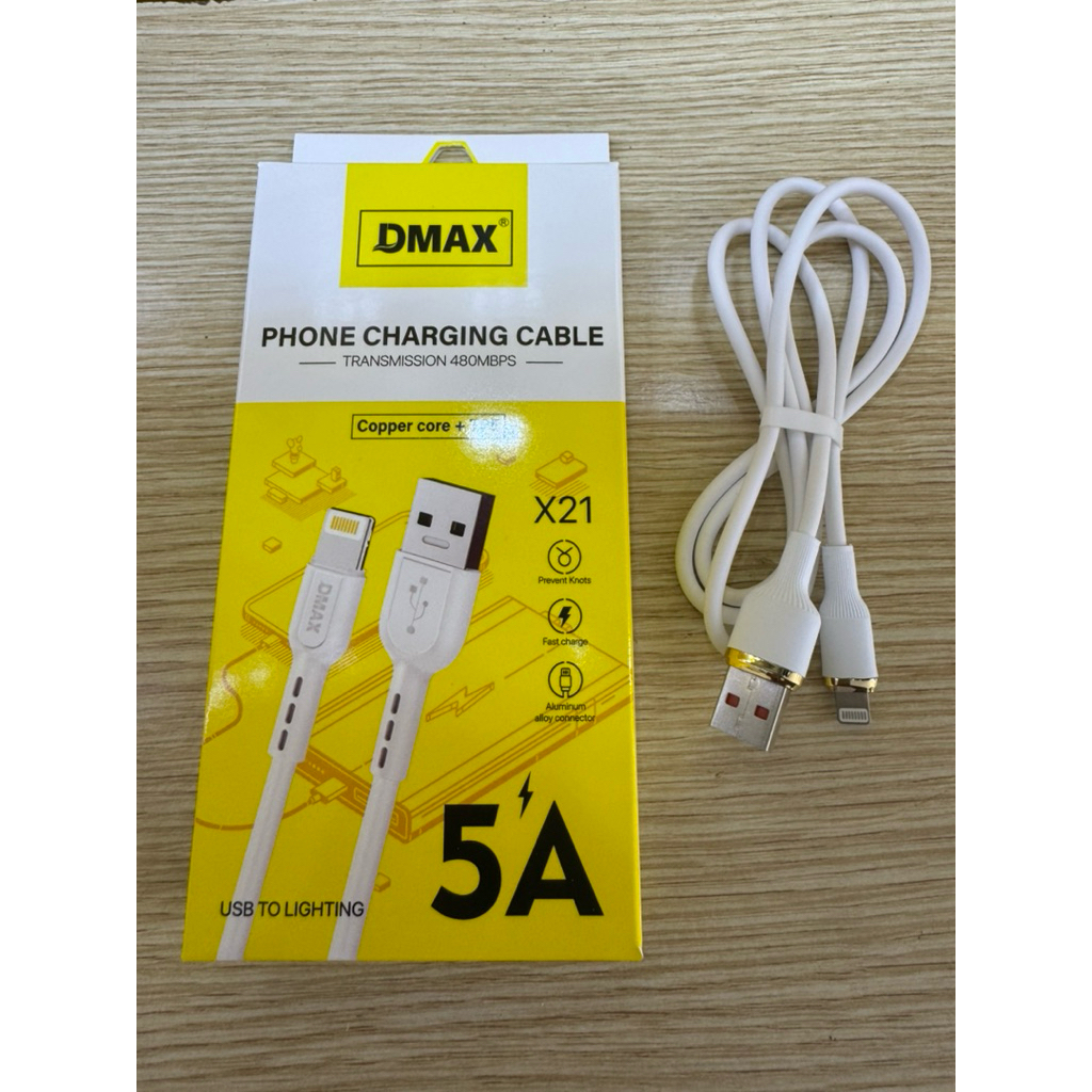 Cáp sạc Dmax X21 hỗ trợ sạc nhanh 5A.  Đầy đủ chân C - L - M