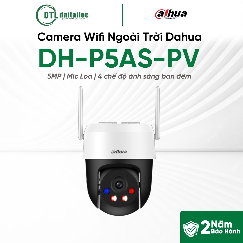 Camera Wifi Dahua DH-P5AS-PV (5MP/Hồng Ngoại/Đàm Thoại 2 Chiều/Ống Kính 4MM) | Chính Hãng | Bảo Hành