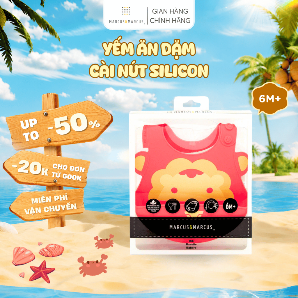 Yếm Silicon Ăn Dặm Cho Bé Marcus & Marcus, Từ 6 Tháng - Marcus