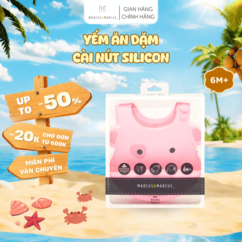 Yếm Silicon Ăn Dặm Cho Bé Marcus & Marcus, từ 6 tháng - Pokey