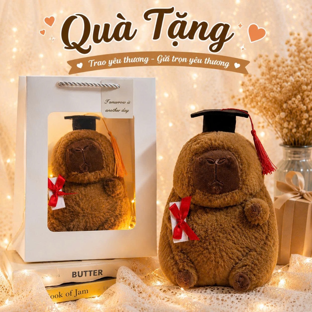 Set Quà Gấu Bông Tốt Nghiệp - Túi Quà Gấu Cử Nhân Lớn 25cm Dễ Thương Saka Home
