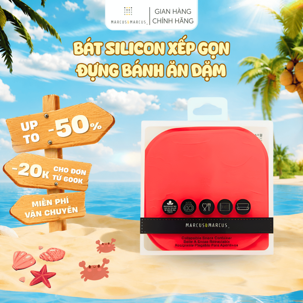 Bát Silicon Xếp Gọn Đựng Bánh Ăn Dặm Cho Bé Marcus & Marcus- Marcus