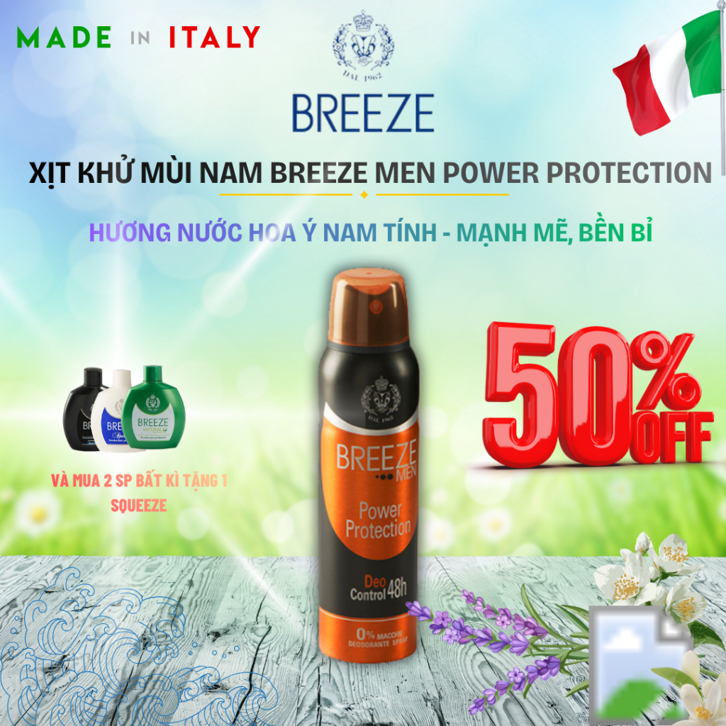 ⭐ [SIÊU ƯU ĐÃI 50%] Xịt Khử Mùi Nam Breeze Men Power Protection 150ml – Hương Nước Hoa Ý – Khử Mùi 4