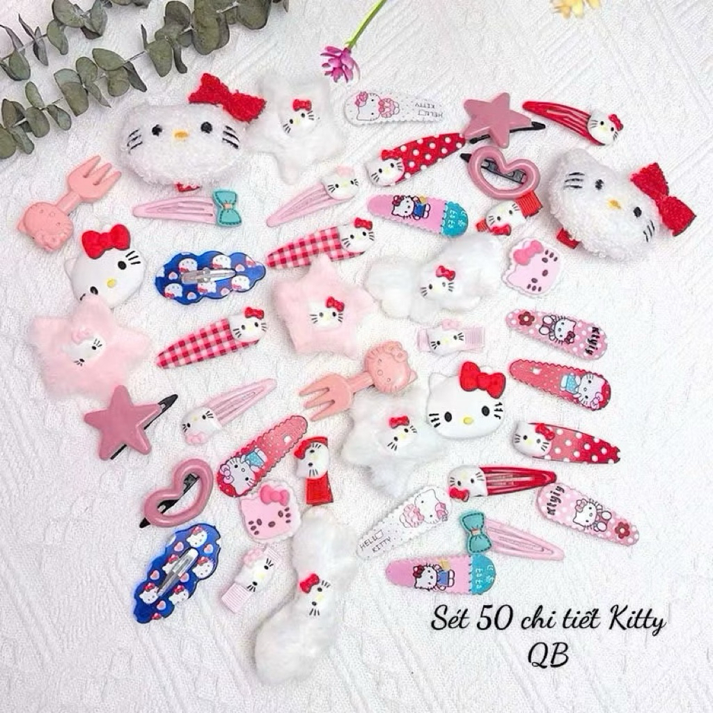 Set 50 Kẹp Tóc Hello Kitty Cho Bé Gái Siêu Dễ Thương – Phong Cách Hàn Quốc