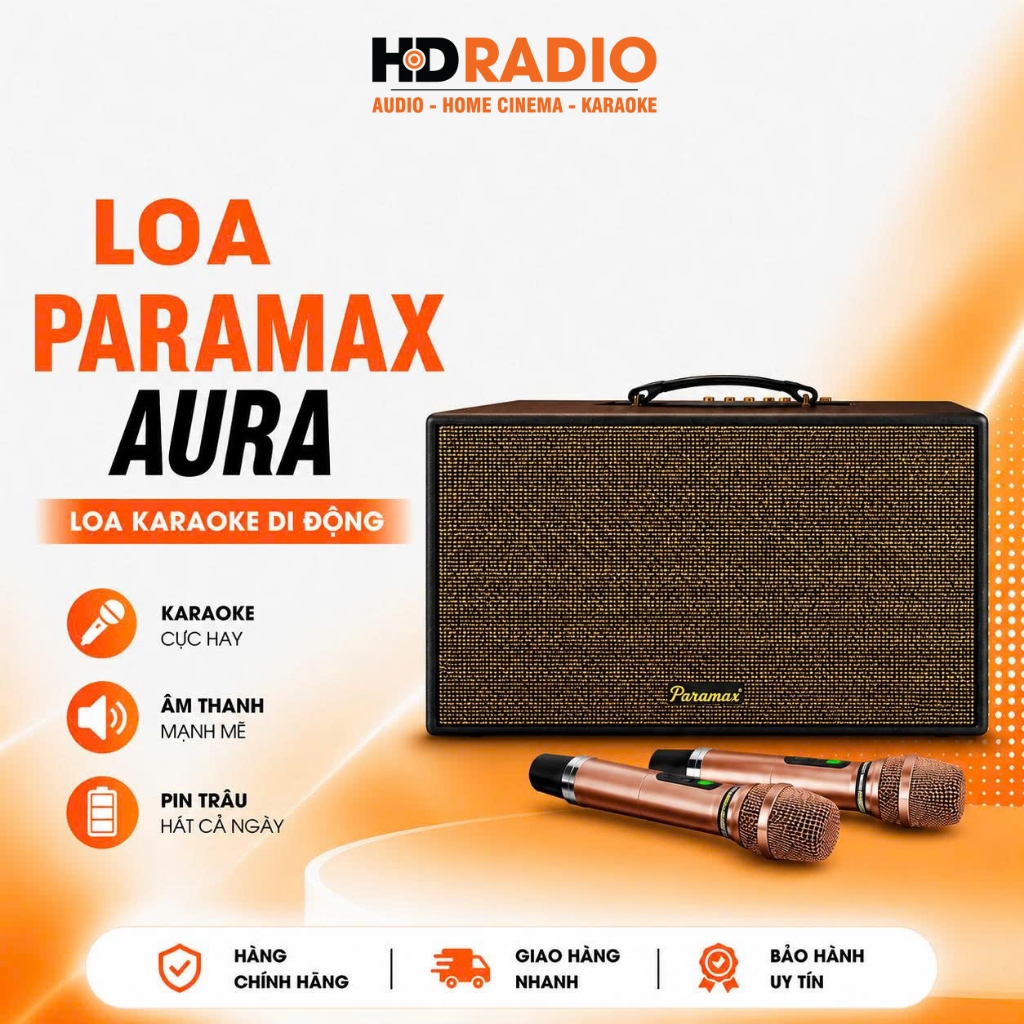 Loa Paramax Aura, Công suất 250W, Pin Từ 3-5 Giờ, Bluetooth 5.3, USB, HDMI (ARC), Optical, AUX, Kèm 