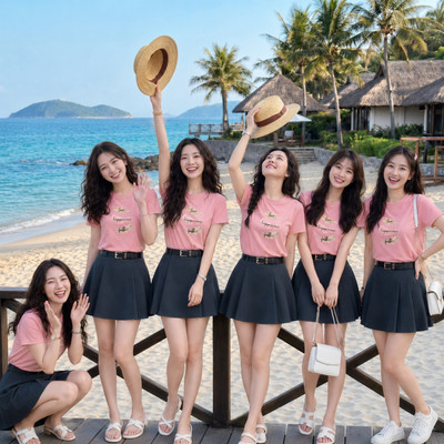 Áo phông nữ dáng vừa NA01 hình lông vũ chất thun cotton - mặc đồng phục nhóm đi biển du lịch biển 2026 Loza VT8470