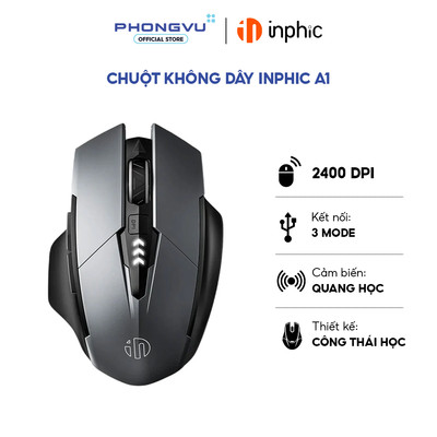 Chuột không dây Inphic A1 Pulse PA3207 (Đen) - Bảo hành 12 tháng