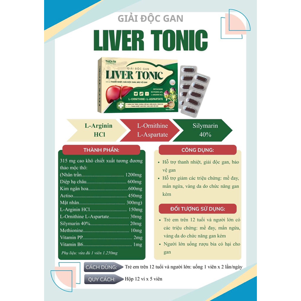 🌱Viên uống giải độc gan LIVER TONIC giúp thanh nhiệt, giải độc, bảo vệ gan
