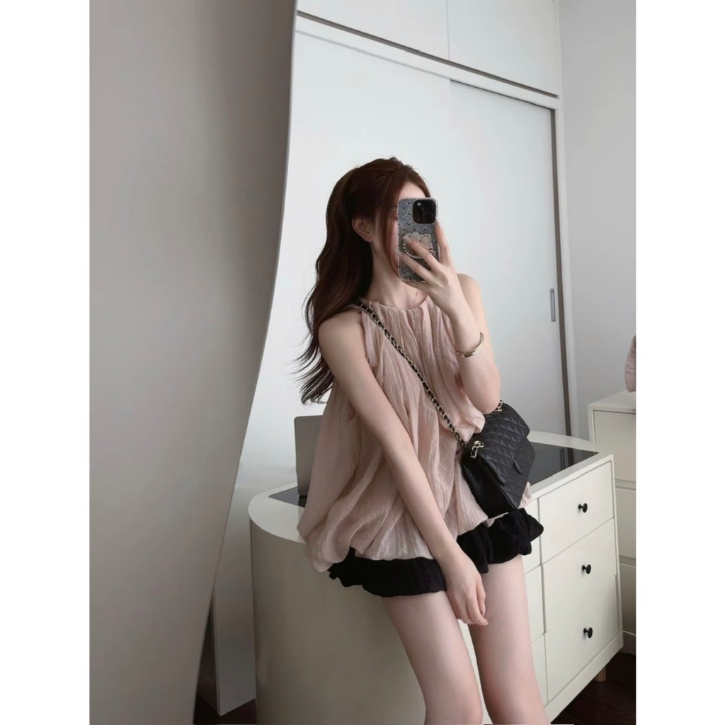 ÁO YẾM SÁT NÁCH DÁNG BÍ BỒNG BUỘC NƠ SAU LƯNG VẢI VOAN TƠ NHĂN MỀM MỊN - DÀNH CHO NỮ | BigBuy360 - bigbuy360.vn