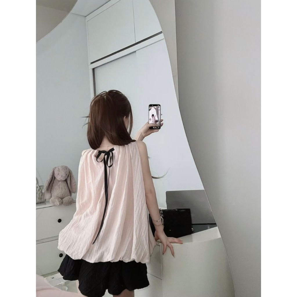 ÁO YẾM SÁT NÁCH DÁNG BÍ BỒNG BUỘC NƠ SAU LƯNG VẢI VOAN TƠ NHĂN MỀM MỊN - DÀNH CHO NỮ | BigBuy360 - bigbuy360.vn
