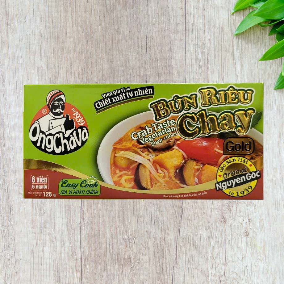 [Hộp BÚN RIÊU CHAY 126g] VIÊN GIA VỊ BÚN RIÊU CHAY ÔNG CHÀ VÀ Crab Taste Vegetarian Soup Cubes