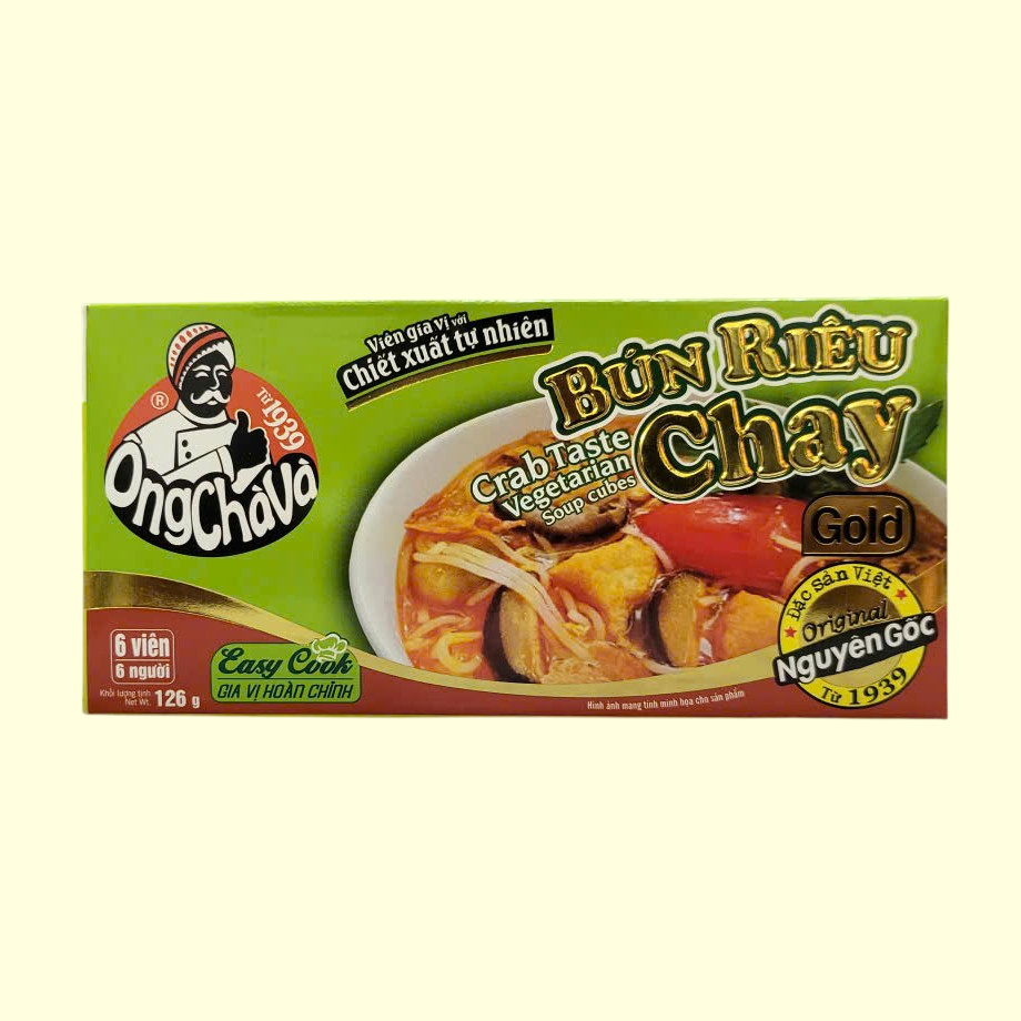 Hộp BÚN RIÊU CHAY 126g + VIÊN GIA VỊ BÚN RIÊU CHAY ÔNG CHÀ VÀ Crab Taste Vegetarian Soup Cubes