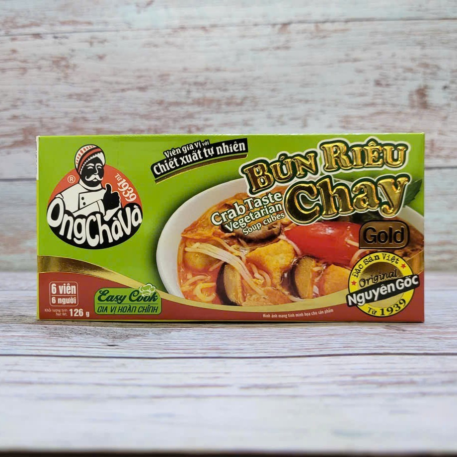 Hộp BÚN RIÊU CHAY 126g ++ VIÊN GIA VỊ BÚN RIÊU CHAY ÔNG CHÀ VÀ Crab Taste Vegetarian Soup Cubes