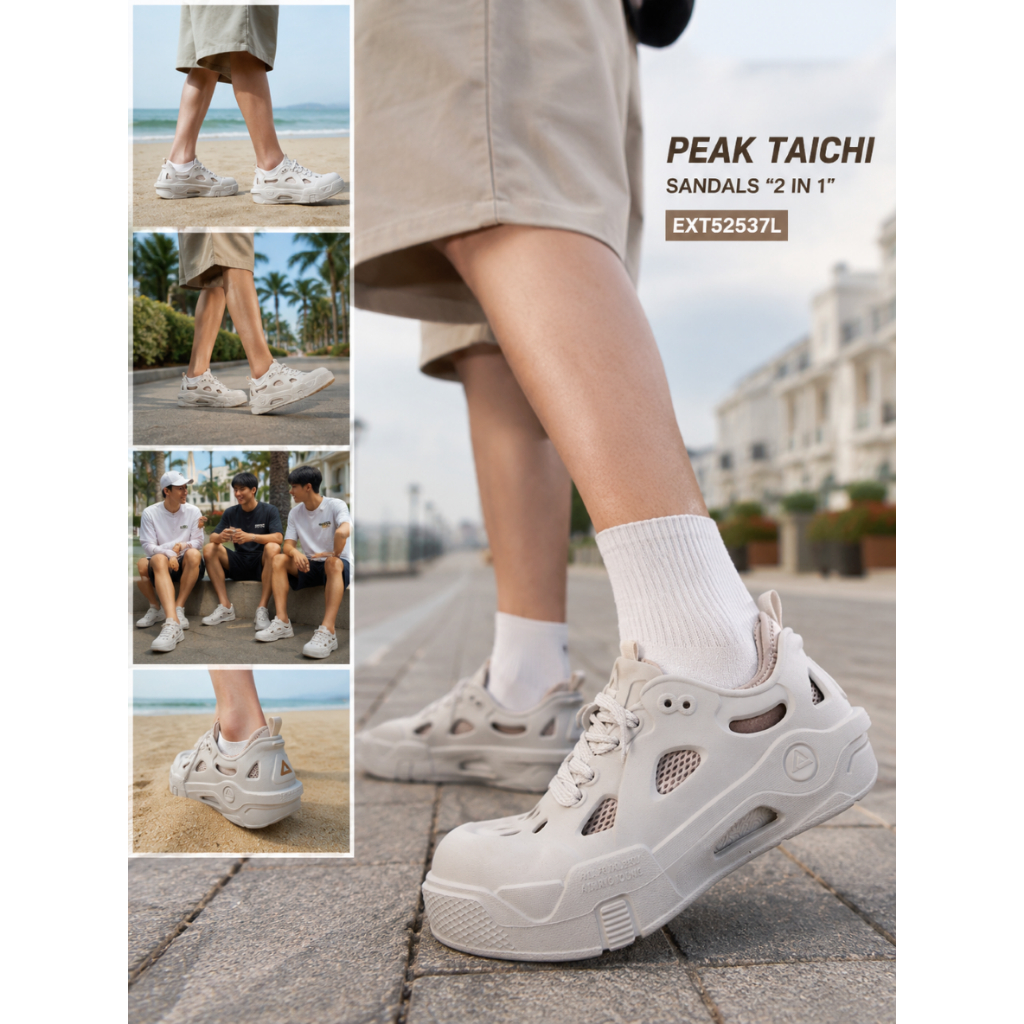 Giày dép thể thao nam bóc lõi 2 trong 1 đế mềm thoáng khí PEAK TaiChi EXT52537L