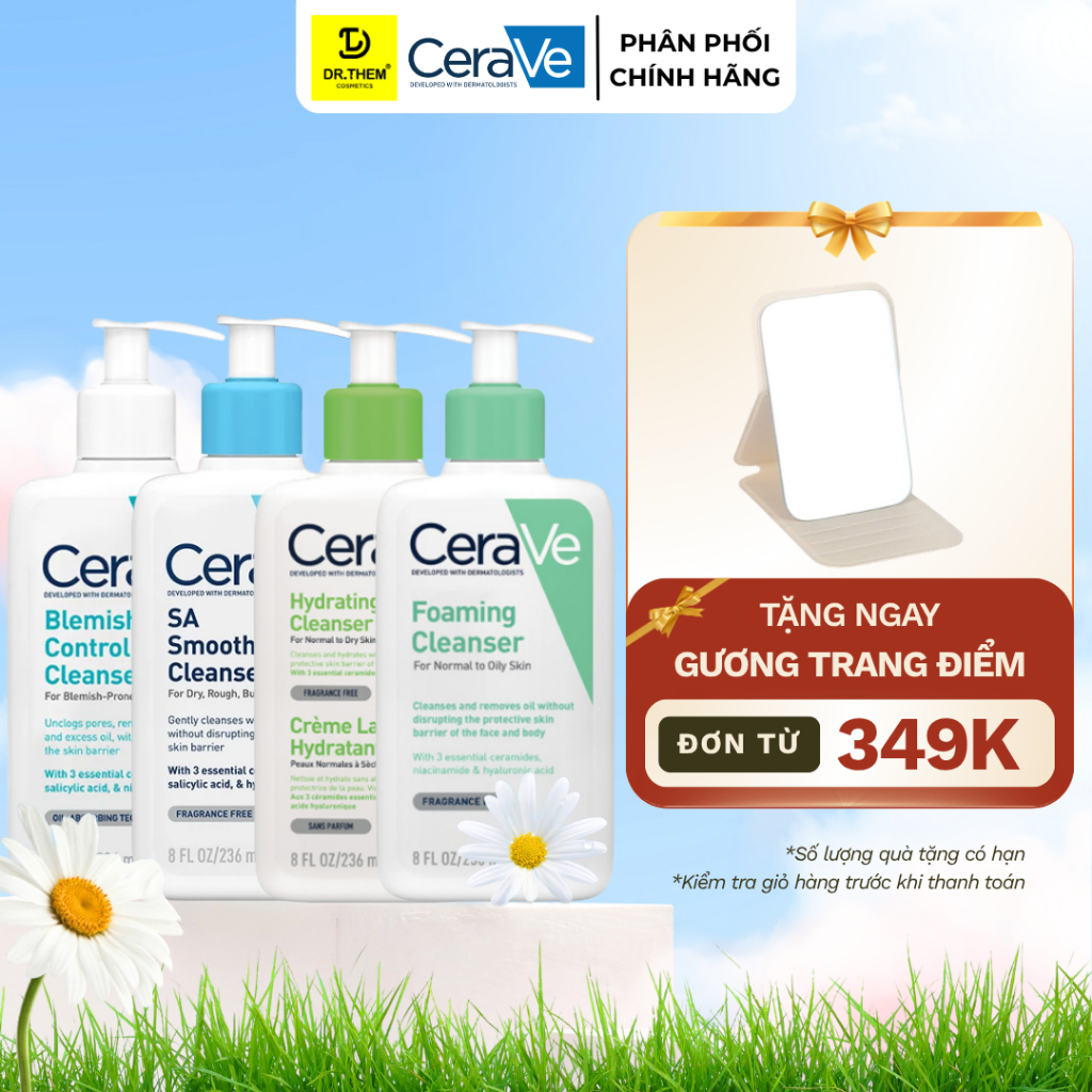 Sữa Rửa Mặt CeraVe SA Smoothing, Hydrating, Foaming Cleanser - Cho Da Dầu Mụn, Khô, Nhạy Cảm 88ml – 