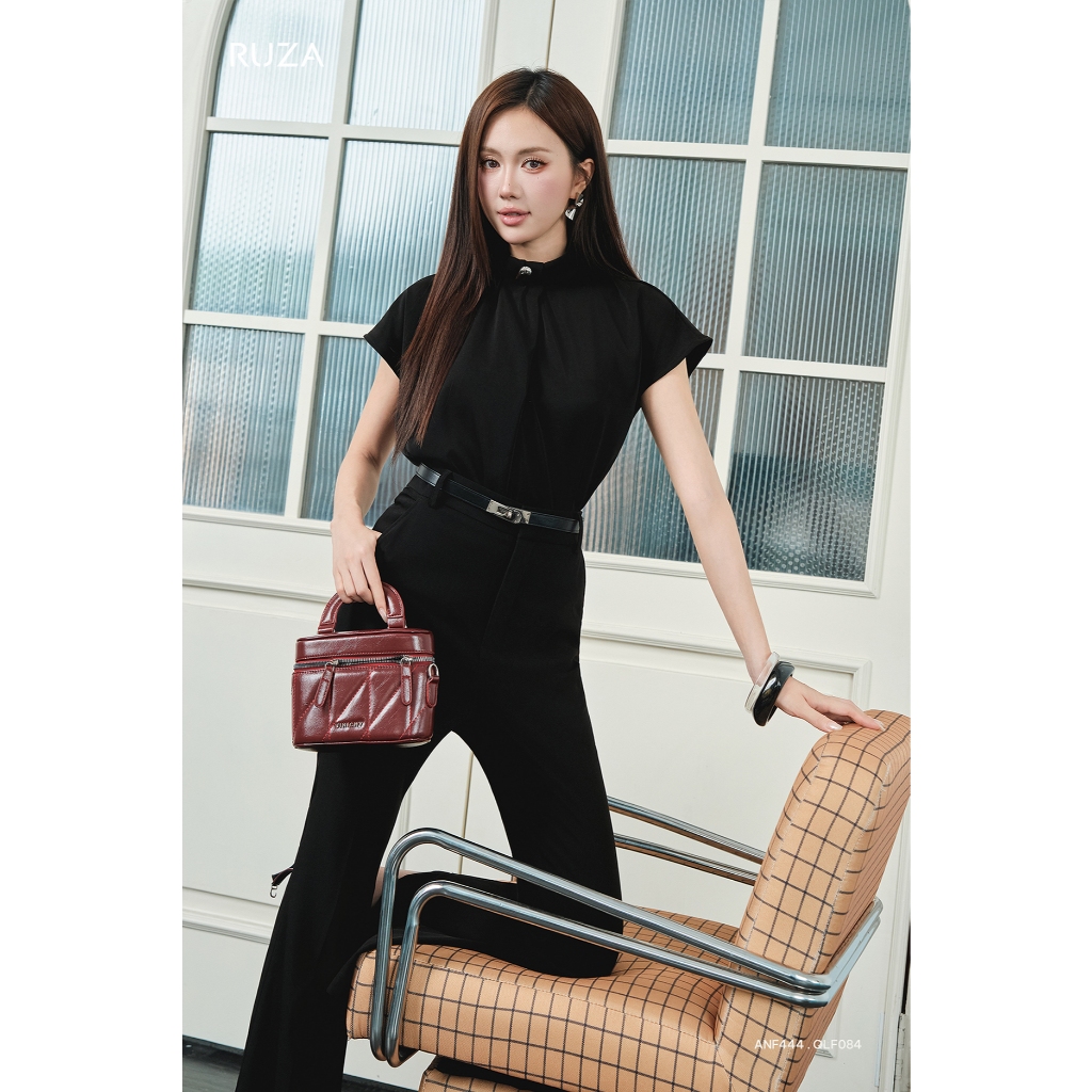 Áo sơ mi nữ tay ngắn RUZA kiểu dáng sang trọng thời trang công sở thanh lịch ANF444