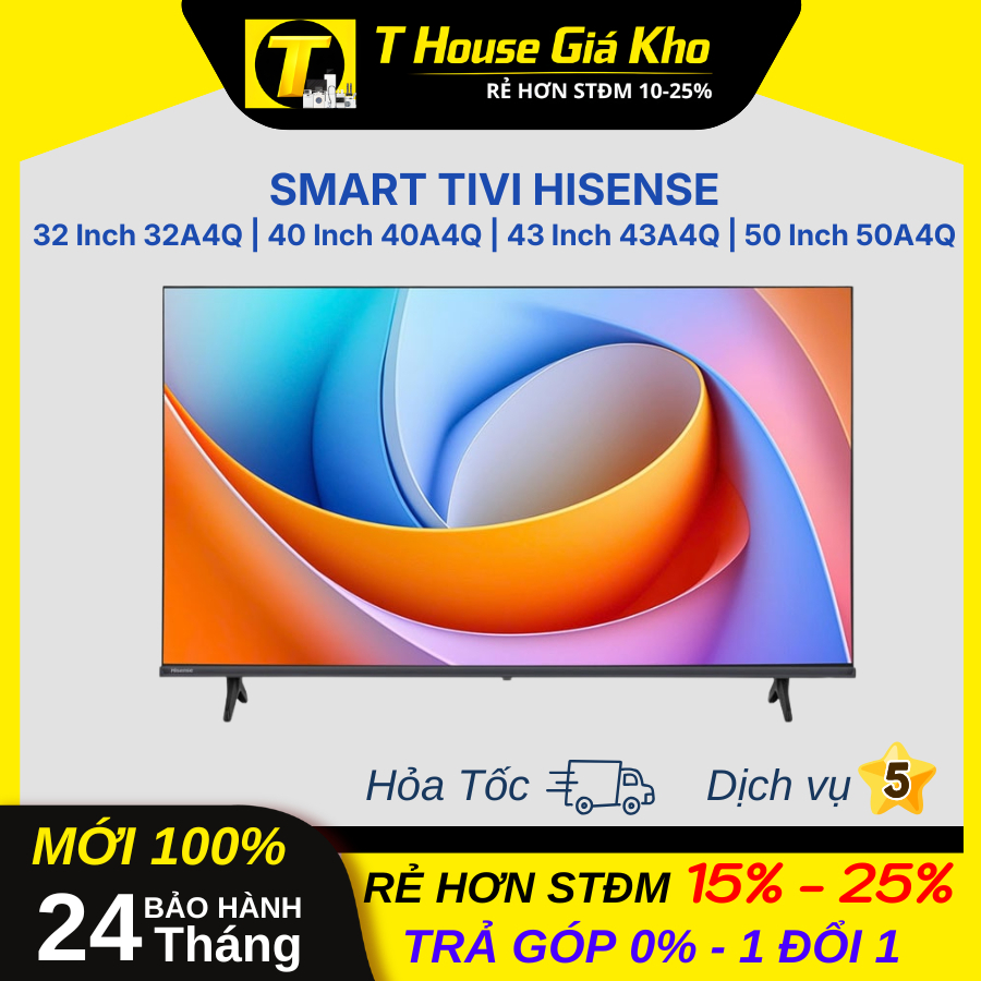 [Mới 100% Chính Hãng] Smart Tivi Hisense HD 32 Inch 32A4Q| 40A4Q| 43A4Q | 50A4Q BH 24 Tháng