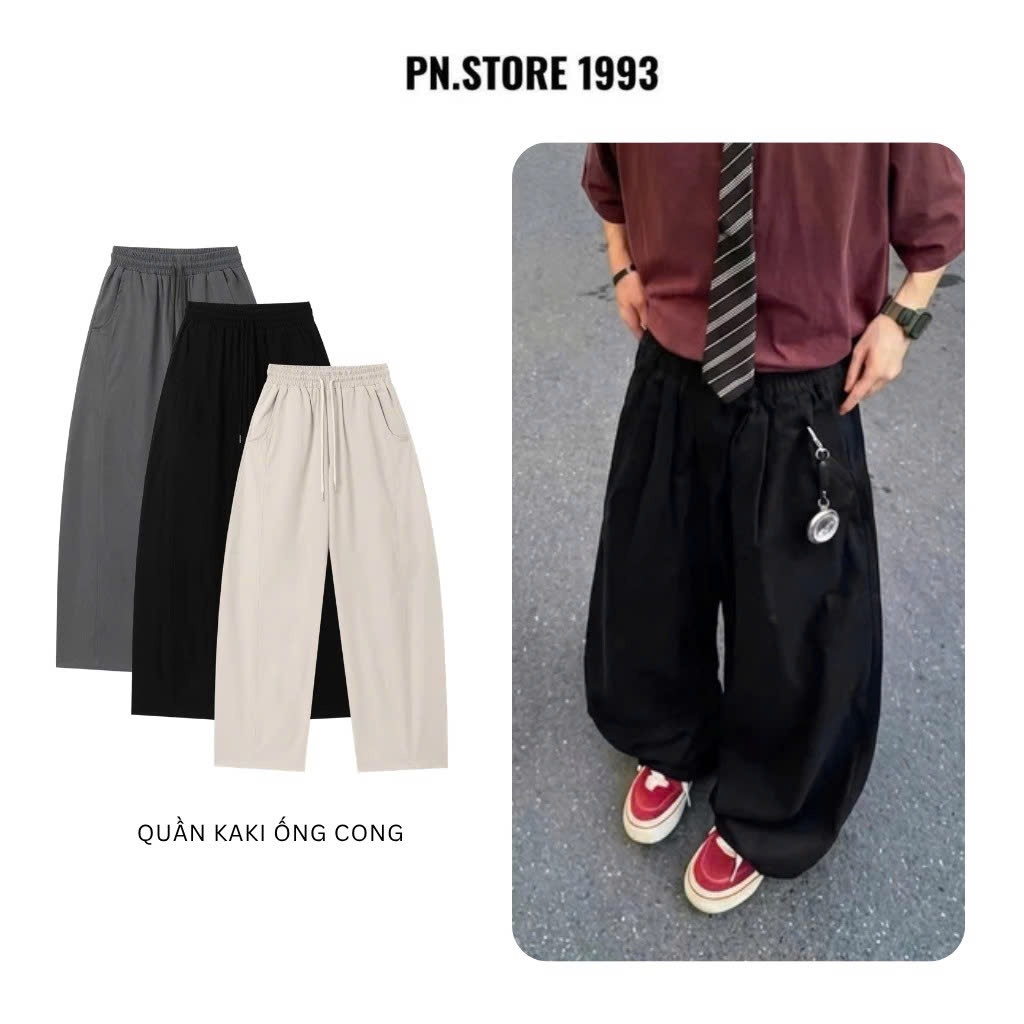 Quần Kaki Suông Dáng Cong PN STORE Dáng Suông Lưng Chun Đa Dạng Phong Cách Thời Trang QBK03