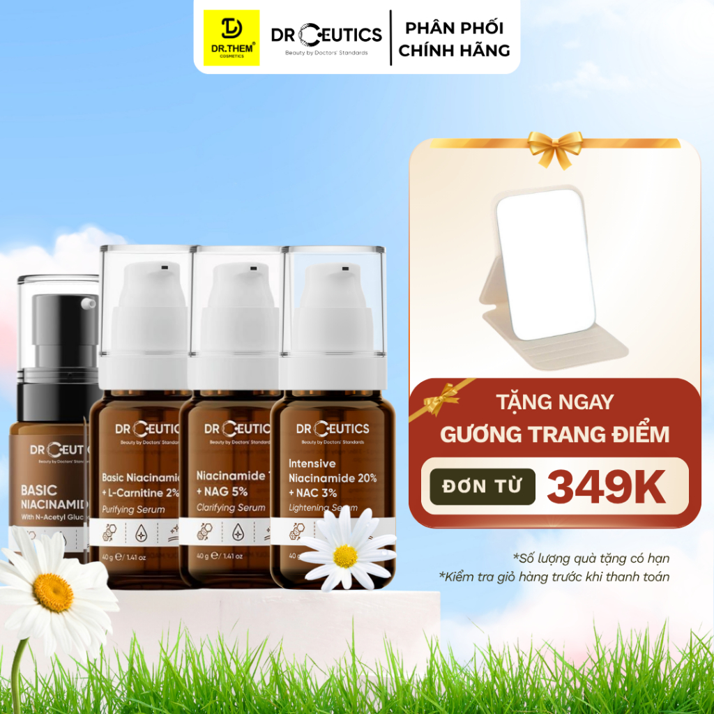 DrCeutics Tinh Chất Serum Basic Niacinamide 8% - 12% - 20% (30g / 40g) - Hỗ Trợ Sáng Da, Mờ Thâm Mụn