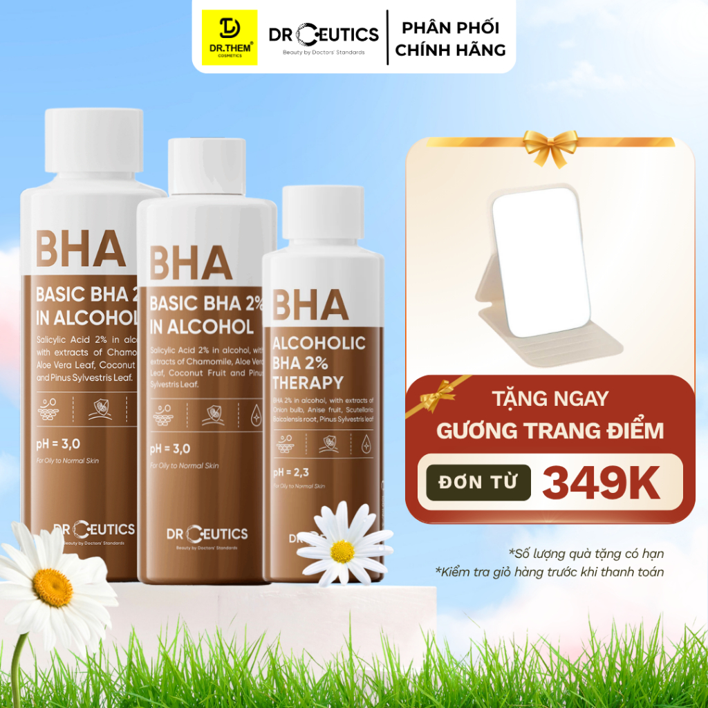 DrCeutics BHA 2% - Basic BHA 100ml/200ml, Dung Dịch Làm Sạch Và Cân Bằng Da- Dr Thêm