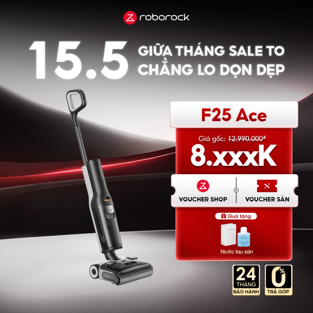 [QUÀ TẶNG] Roborock F25 ACE máy hút bụi lau nhà cầm tay không dây | Giặt sấy tự động con lăn | Lực h