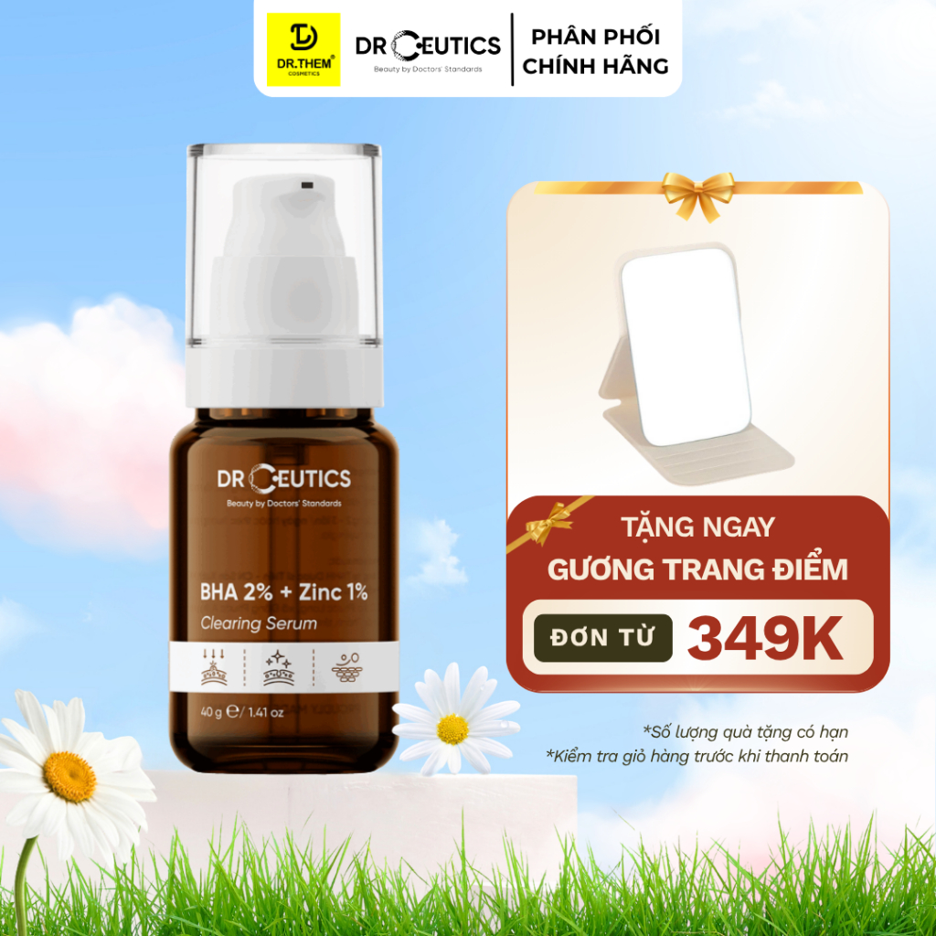 DrCeutics Serum BHA 2% + ZinC 1% 30ml và 100ml Giảm Sưng Mụn