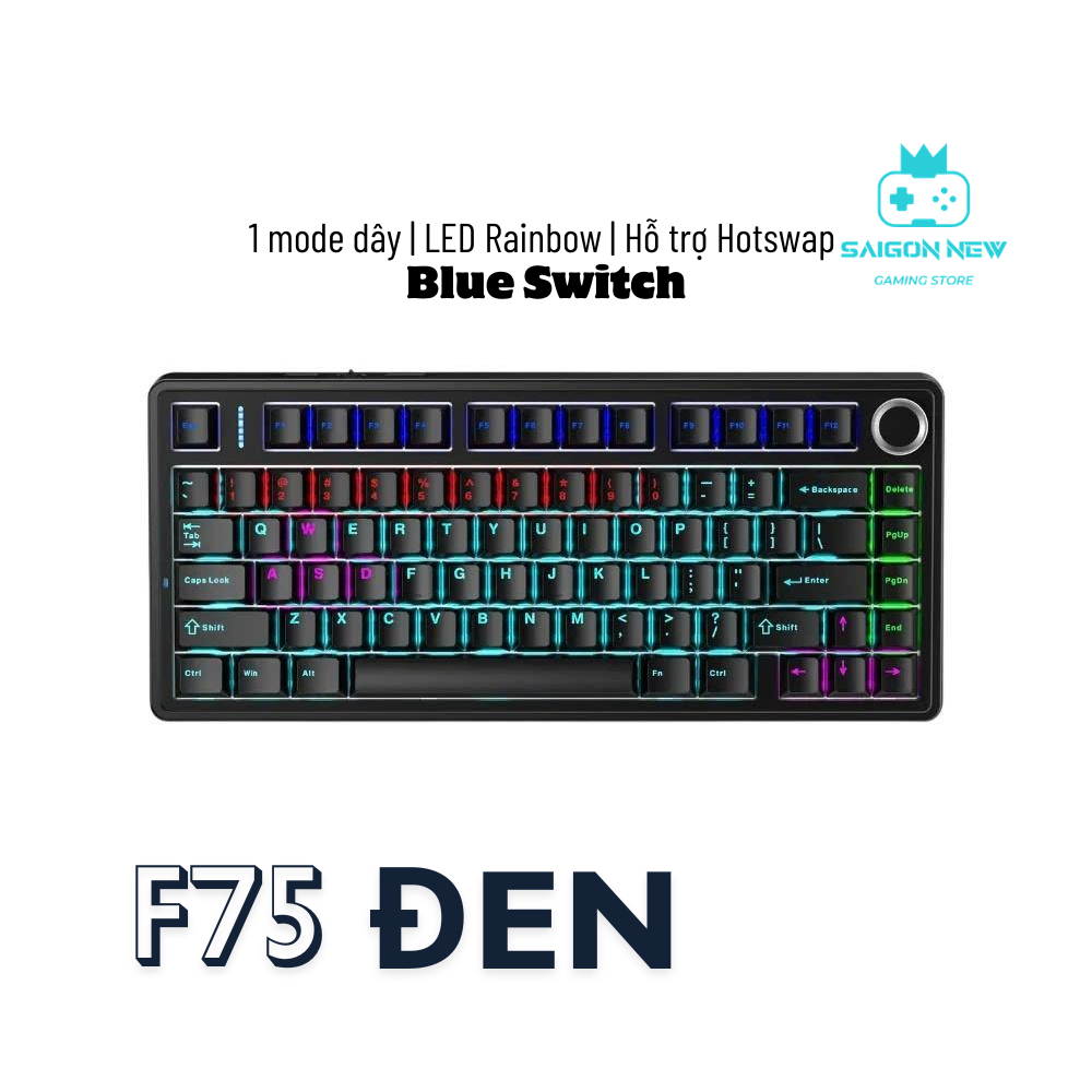 Bàn phím cơ có dây Aula F75 thích hợp pc,laptop,máy tính - Hỗ trợ hotswap mạch 5pin - Có núm xoay tiện lợi | BigBuy360 - bigbuy360.vn