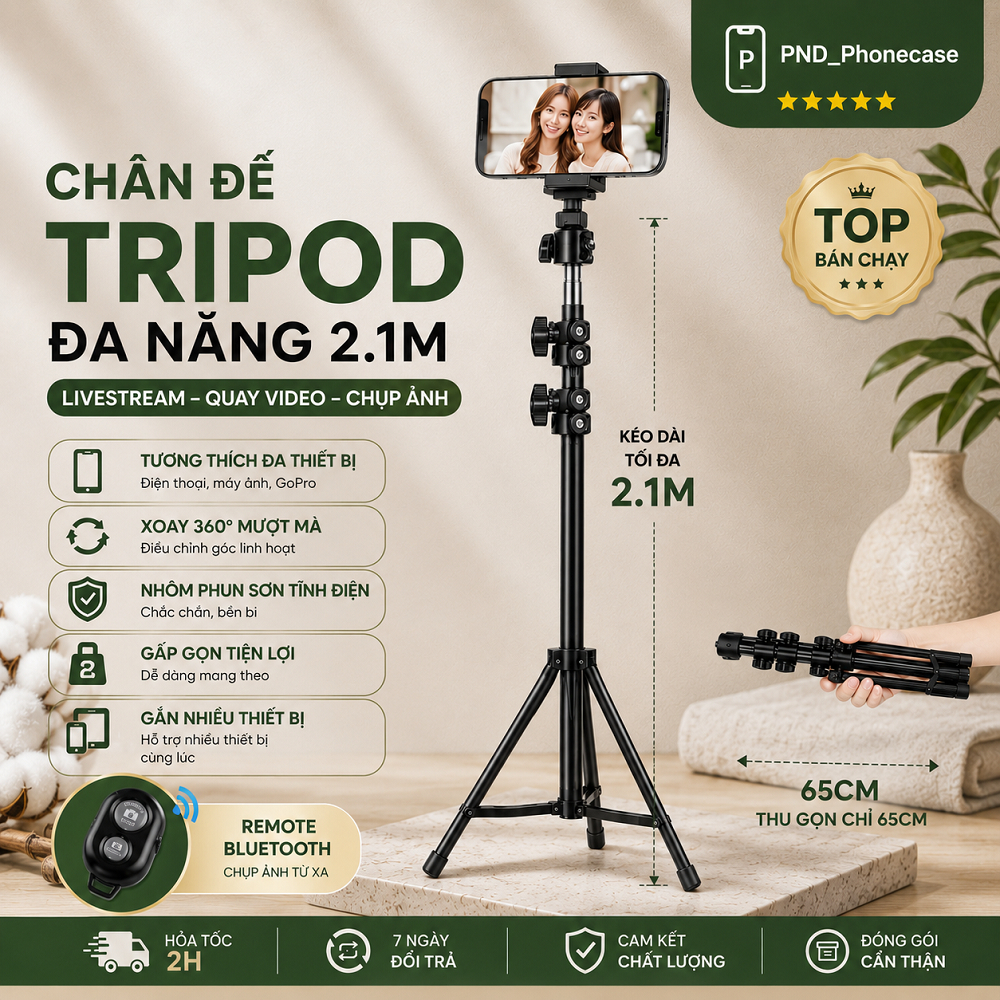 Giá Đỡ Điện Thoại tripod 3 chân và phụ kiện kẹp remote và Pin remote dùng để chụp ảnh livestream | BigBuy360 - bigbuy360.vn