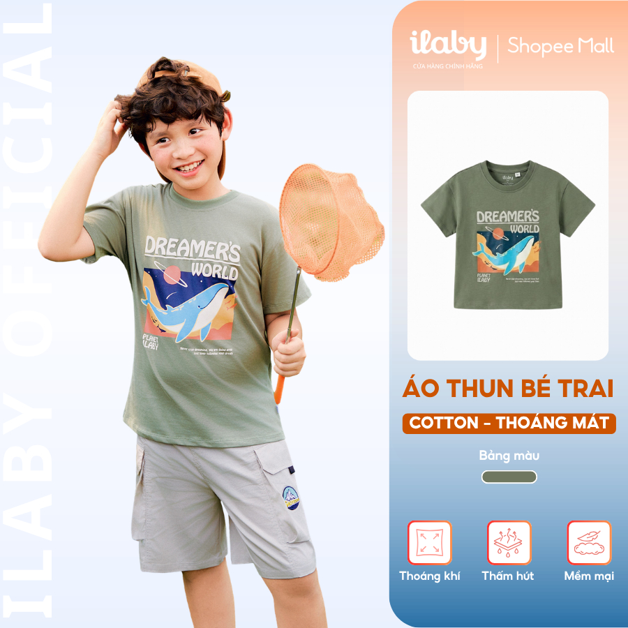 [ILABY 10-40kg] Áo phông bé trai, áo thun bé trai chất liệu cotton co giãn 4 chiều thoáng mát [3886]