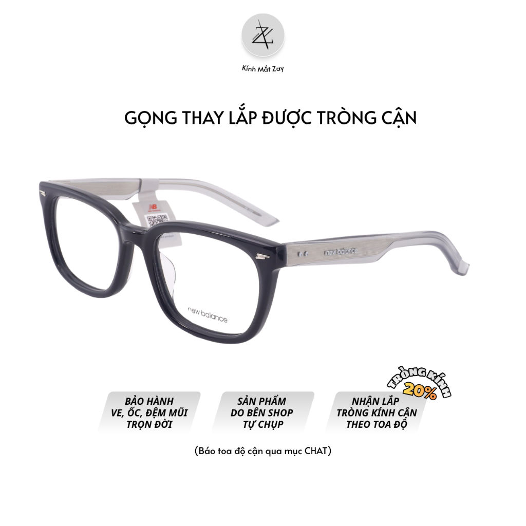 Gọng kính New Balance NBN06254X dáng vuông nhựa acetate chính hãng full box