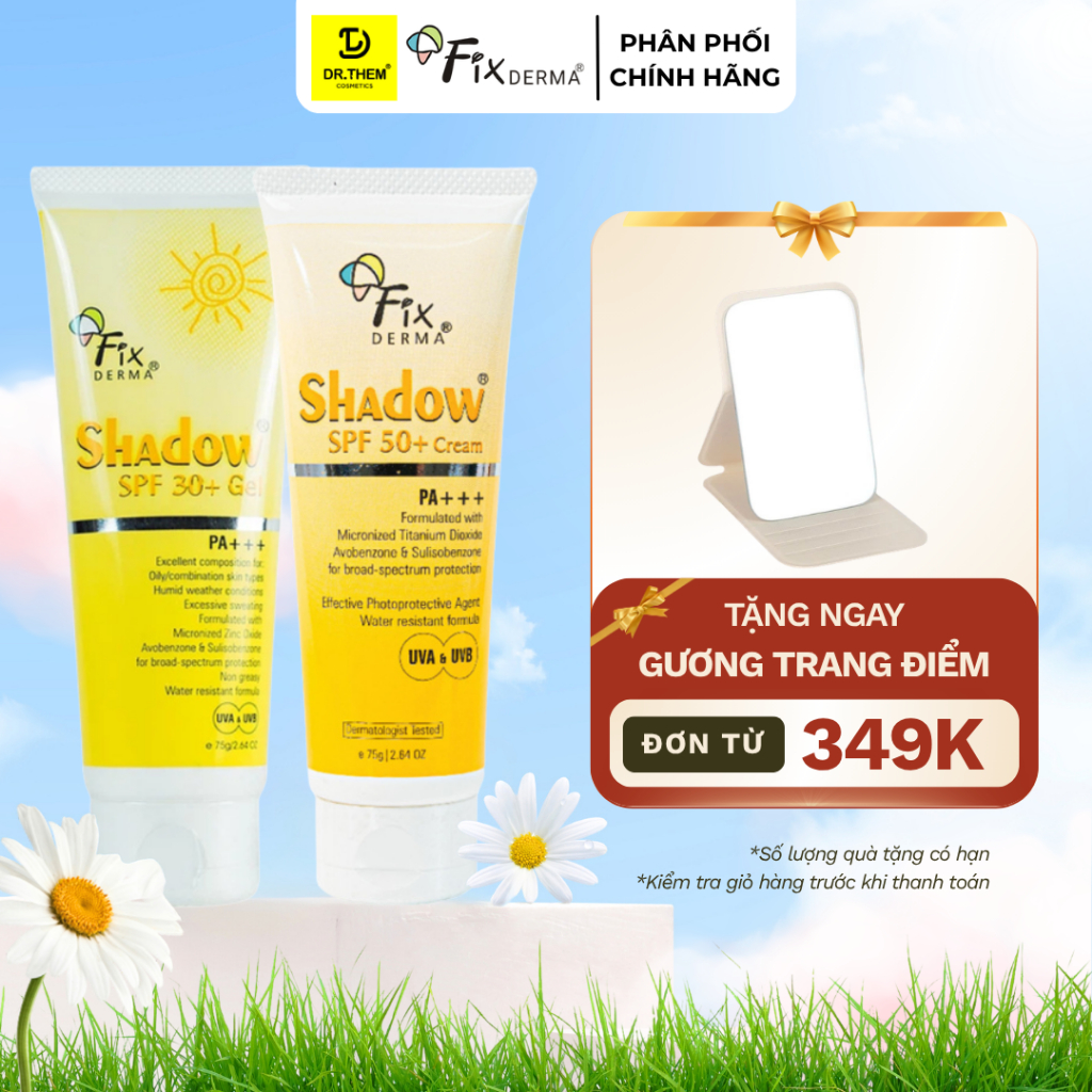 Kem Chống Nắng Fixderma Shadow SPF 30+ Gel và SPF 50+ Cream Cho Da Mặt PA+++ 75g- Dr Thêm