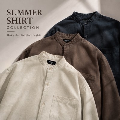 [MỞ BÁN] Áo sơ mi nam ROWAY PREMIUM vải cotton linen | dài tay cổ trụ ver2