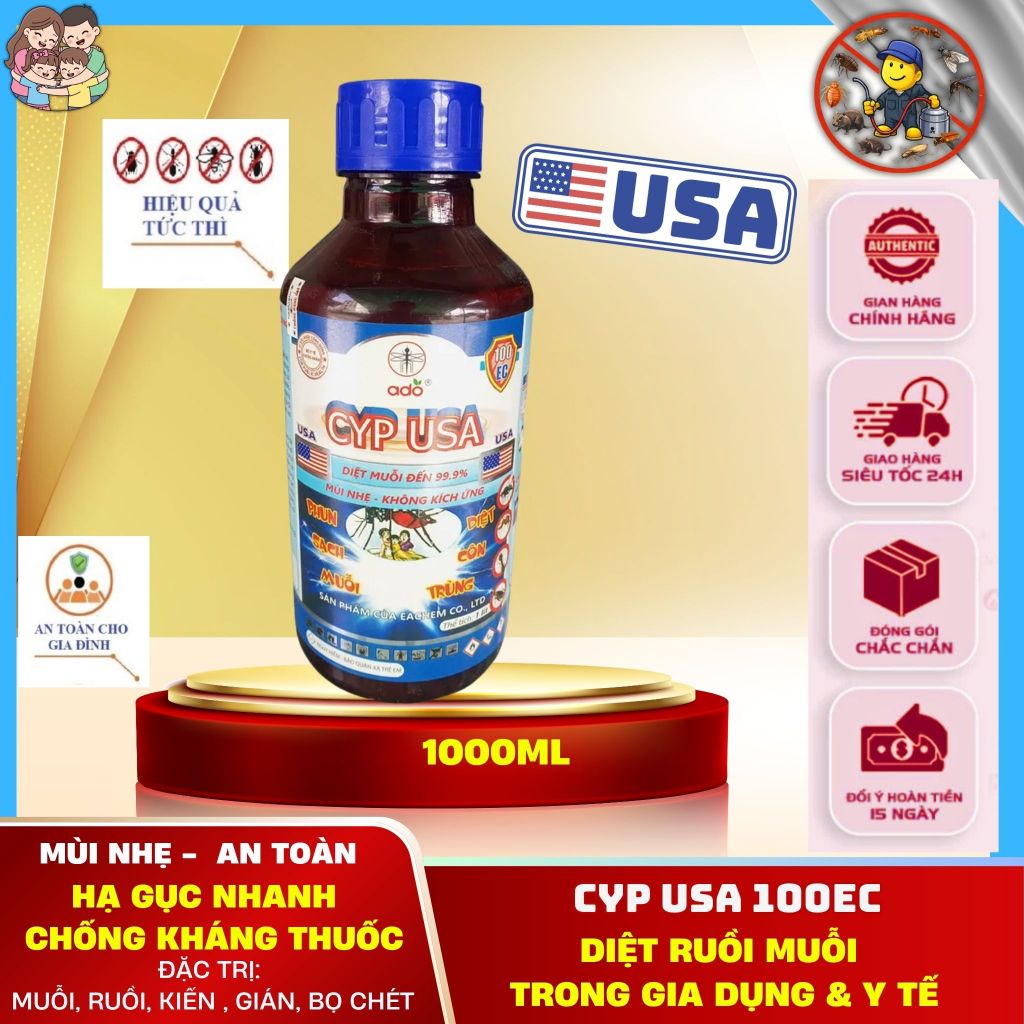 Thuốc Diệt Côn Trùng CYP USA 100EC - Diệt Muỗi, Kiến, Gián, Ruồi, Bọ Chét Hiệu Quả - Hàng Chính Hãng