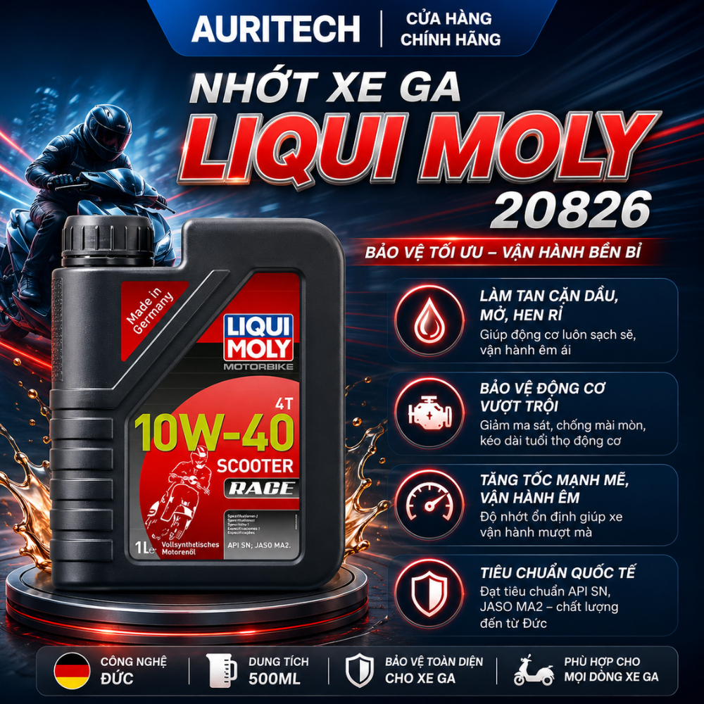 Dầu Nhớt Xe Tay Ga Cao Cấp Liqui Moly Scooter Race 10W-40 20826 Made in Germany