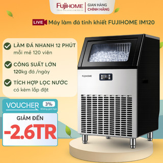 Máy làm đá viên công suất lớn 120kg/ngày FUJIHOME IM120 lọc UF, máy tạo đá kinh doanh cafe nhà hàng