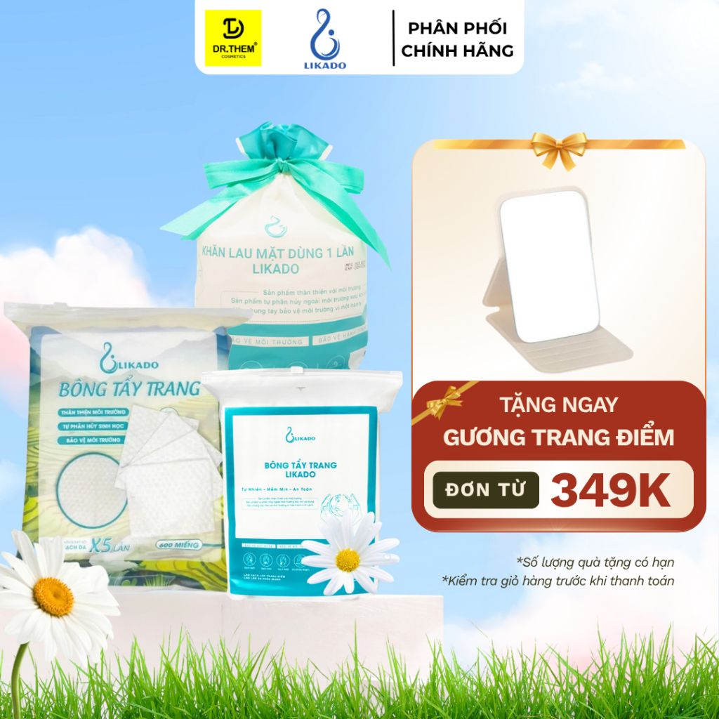Bông Tẩy Trang Likado Túi 222 Miếng / 100 Miếng Tròn / Khăn Lau Mặt Dùng 1 Lần - Chất Liệu Cotton- D